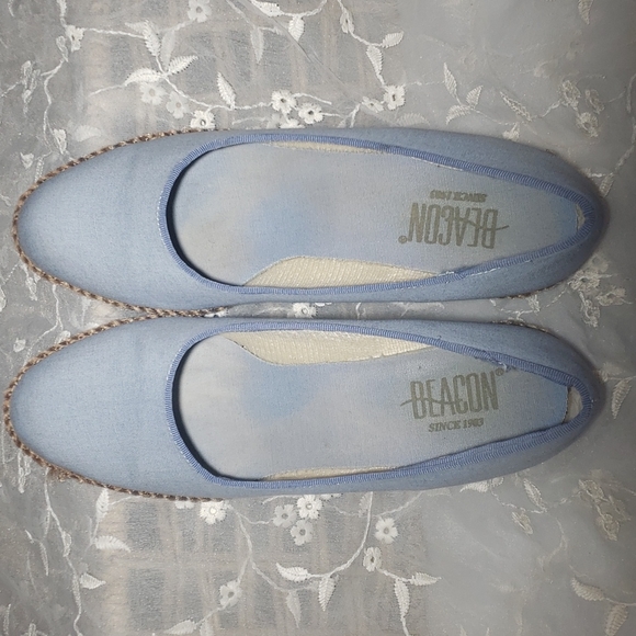 Vintage espadrilles baby blue canvas and braided wedge,women's size 7. - Picture 5 of 9